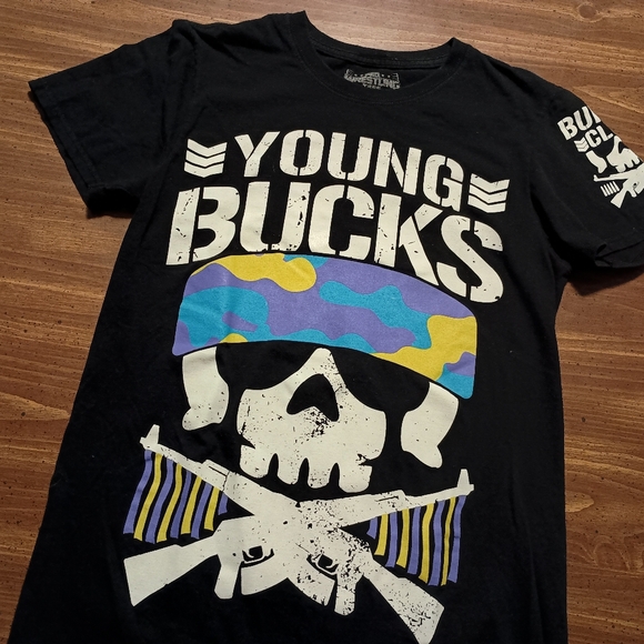 YOUNG BUCKS T-SHIRT - Small // AEW Wrestling Tag Team Bullet Club Tee Shirt - Picture 4 of 7